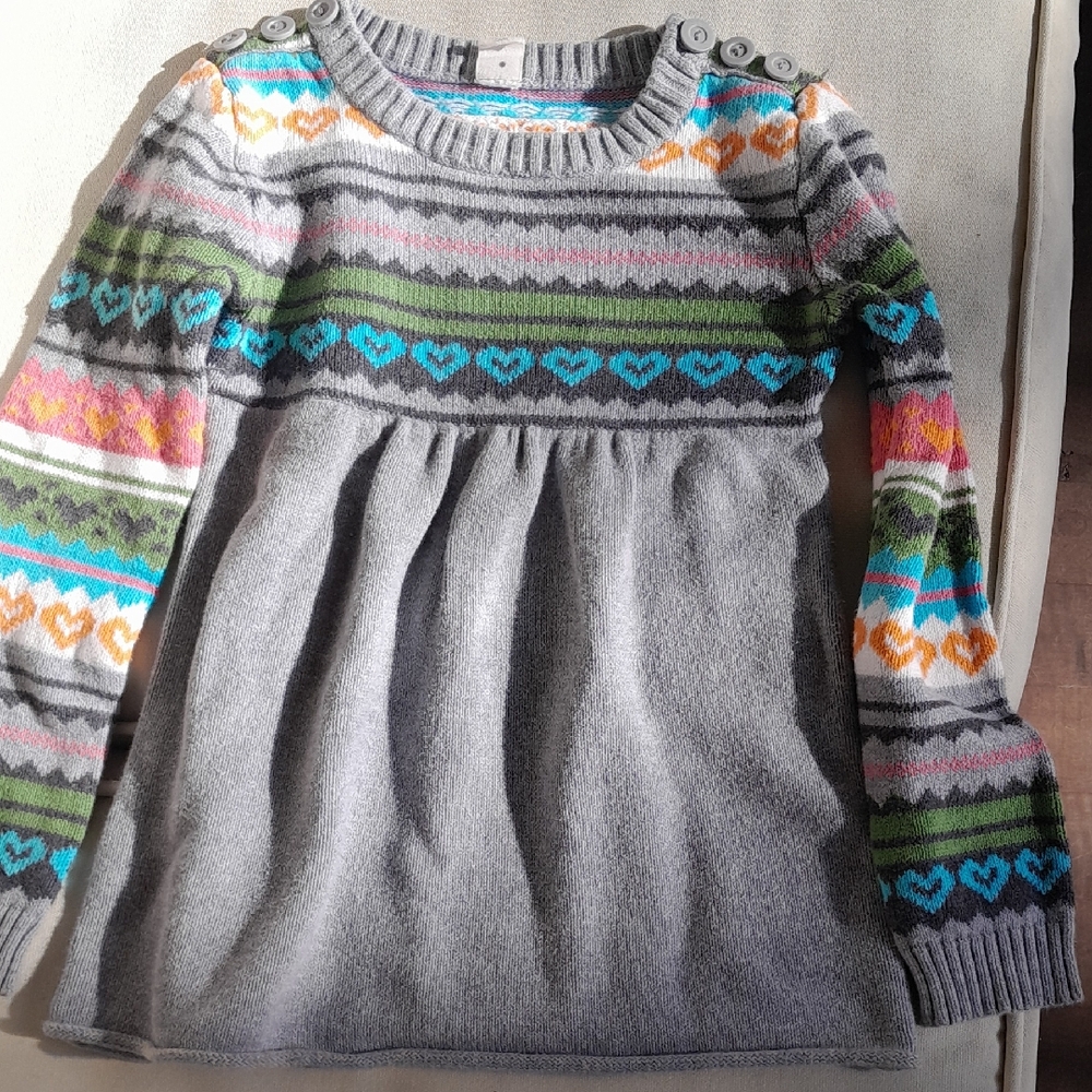 Old Navy girls fair isle Gray Patterned Sweater, size M (8)